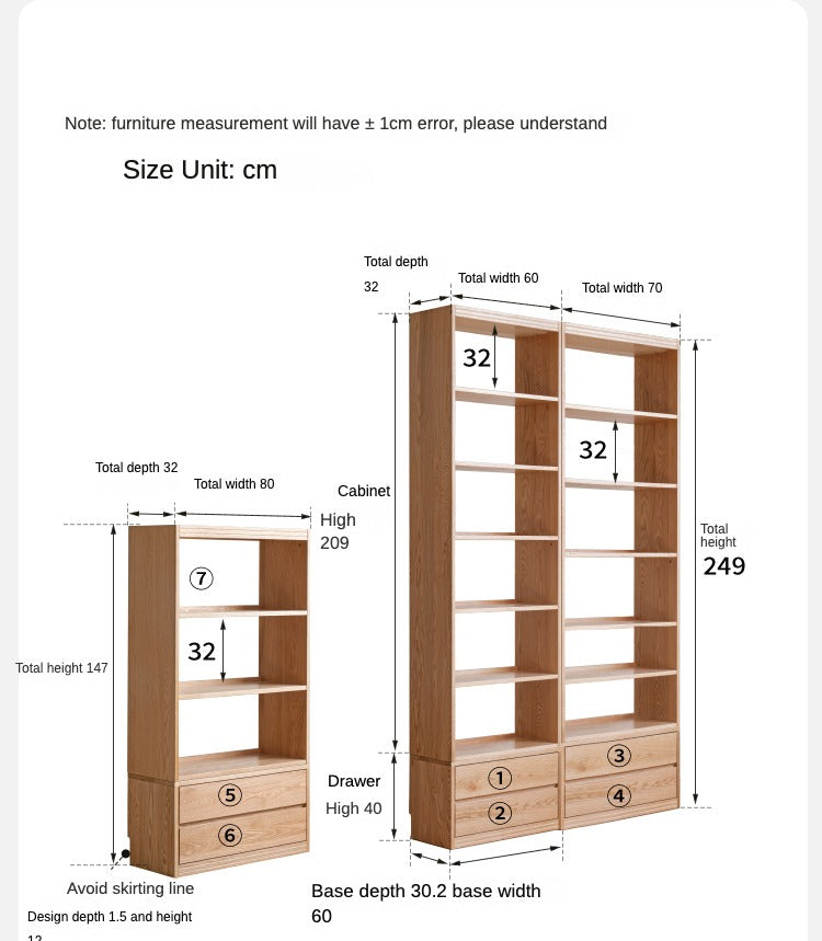 Oak Solid Wood Floor To Ceiling Bookshelves