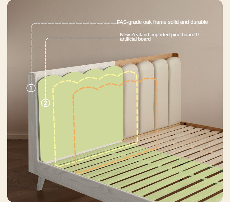 Beech, Oak Solid Wood Soft-Packe, Piano Key Bed