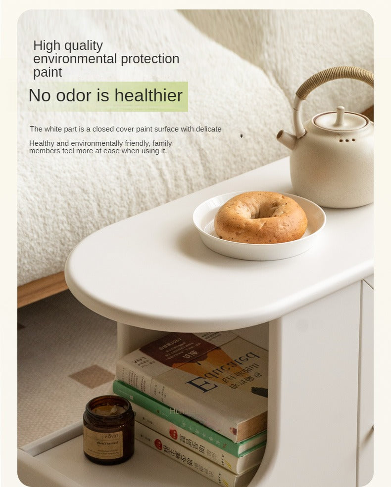 Poplar Solid Wood Edge Side Table French Cream Style