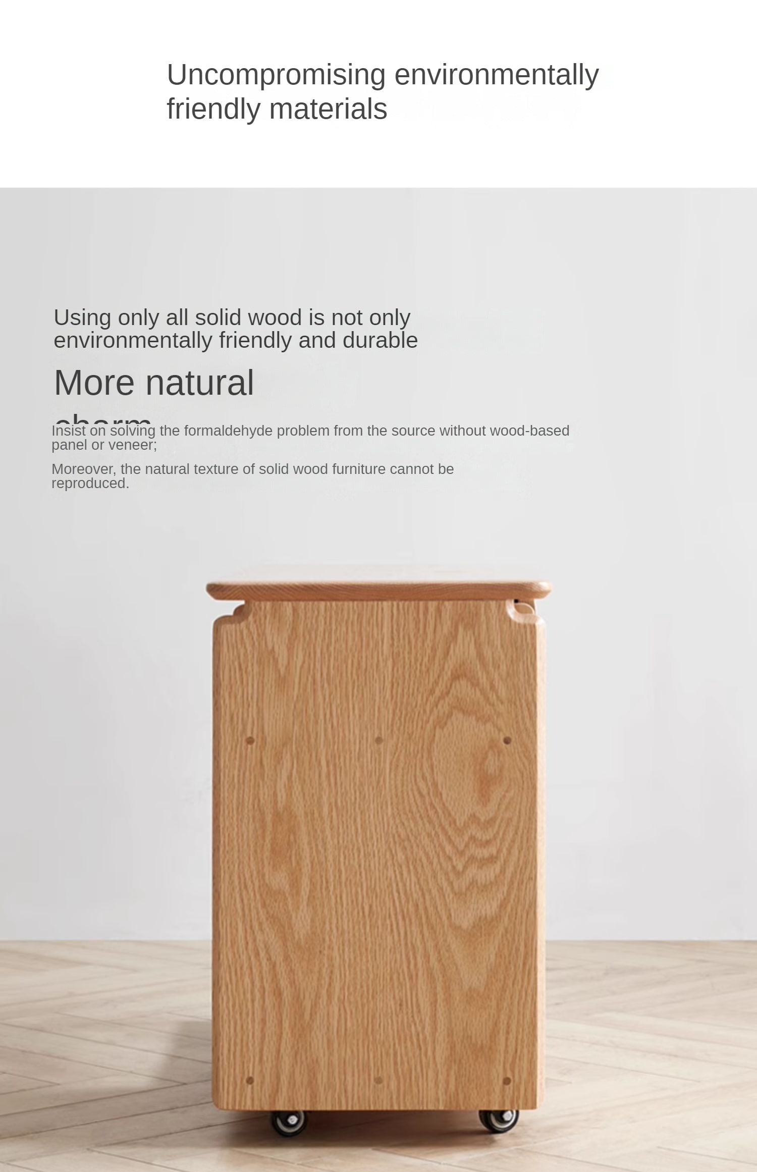 Oak, Black Walnut, Ash Solid Wood Mobile Side Table