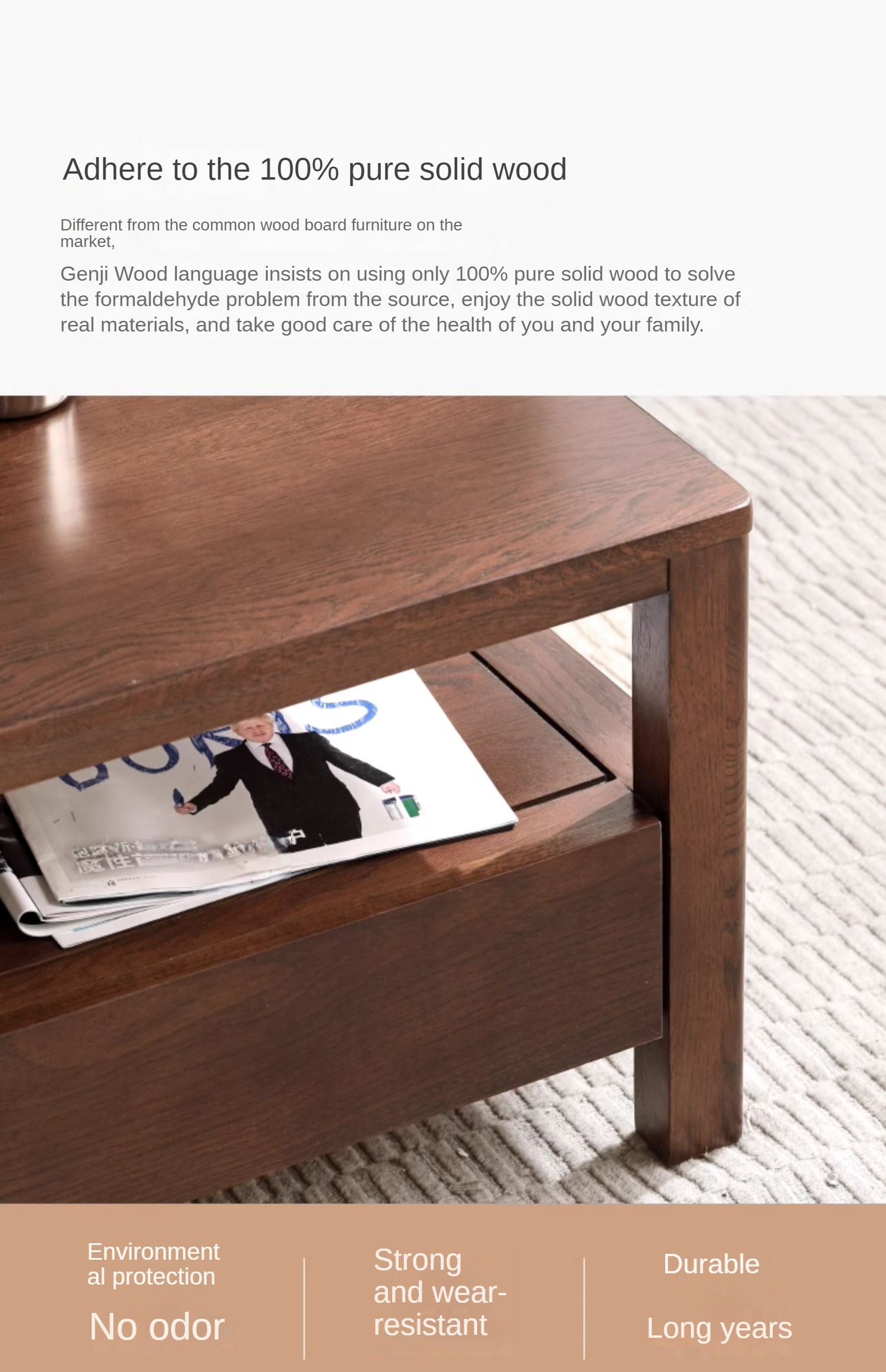 Oak, Ash Solid Wood Nordic Minimalist Modern Coffee Table