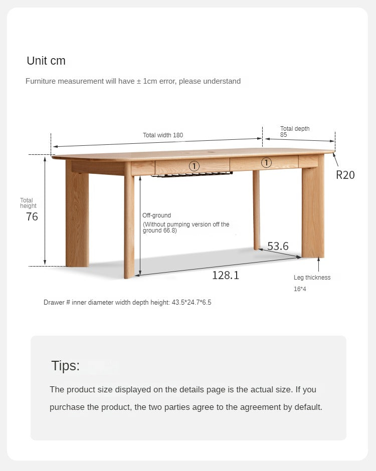 Oak Solid wood office/study/dinner large table"
