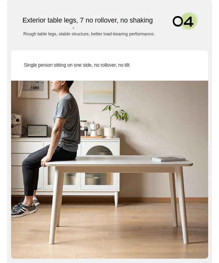 Solid Rubberwood Ectangular Rock Plate Dining Table