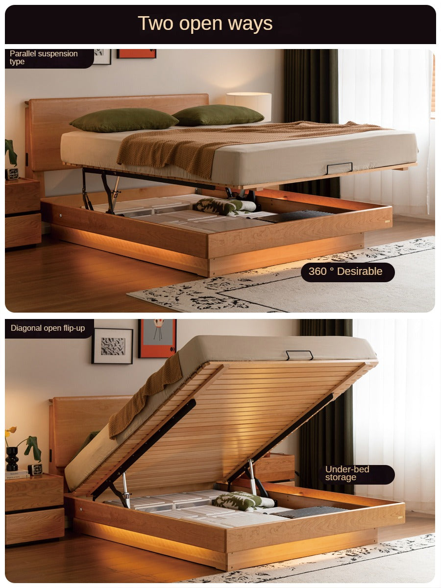 Cherry Solid Wood Box Bed Medieval Style.