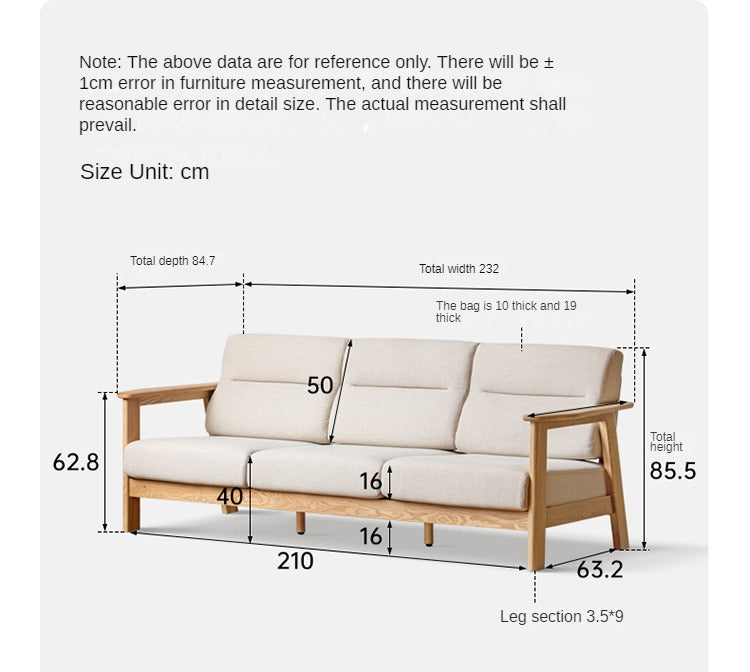Ash Solid Wood Modern Sofa.