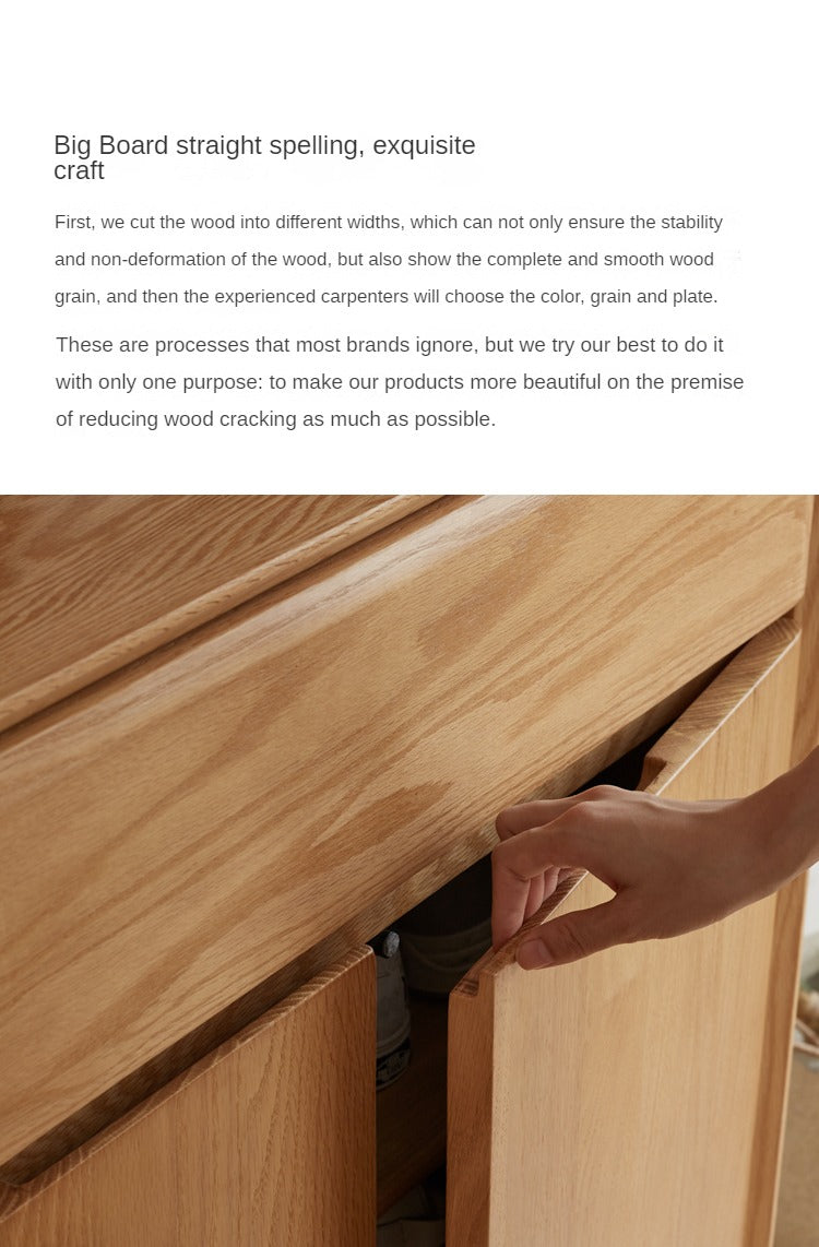 Oak Solid Wood Entrance Hall Cabinet Shoe Cabinet Integrated