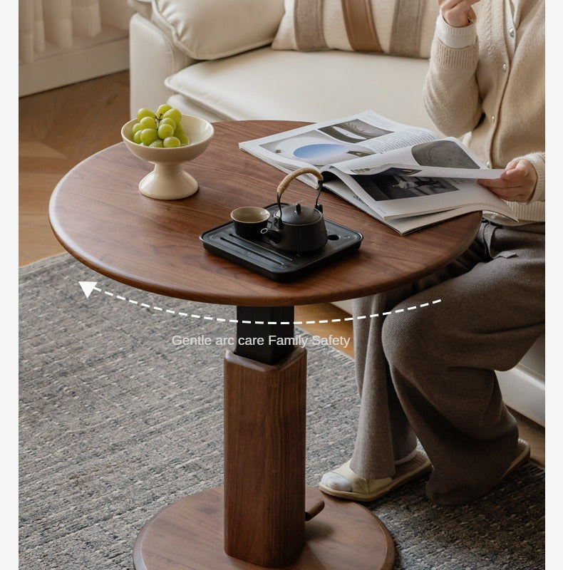 Black Walnut, Golden Sandalwood, Oak Round Solid Wood Coffee Table