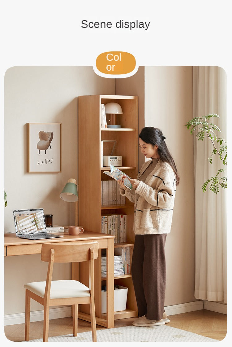 Beech Solid Wood Bookcase Combination Cabinet