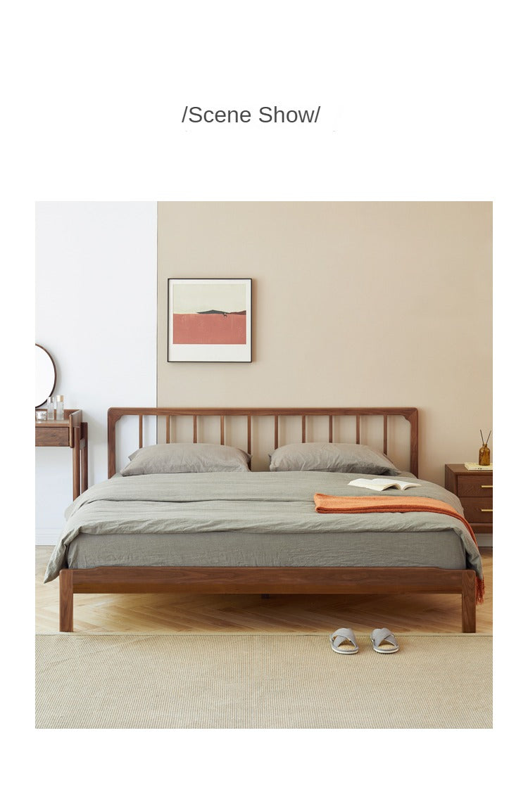 Ash, Black Walnut Solid Wood Nordic Simple Bed