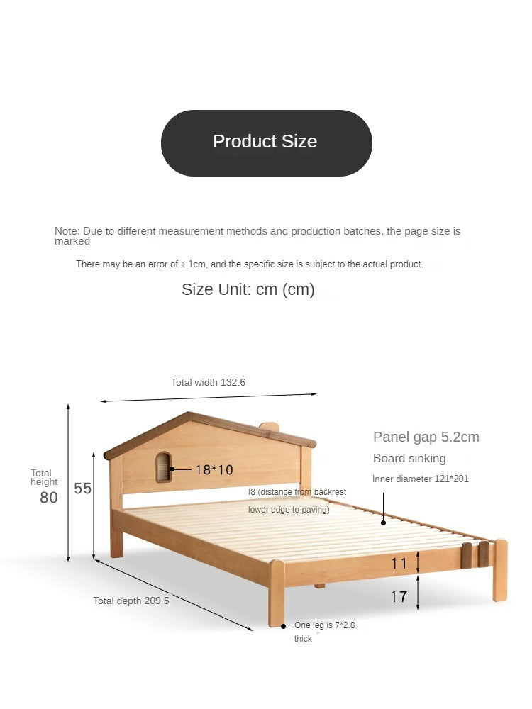 Beech, Poplar, Little House Kids Bed with 15min Delay Turning Off the Lights<