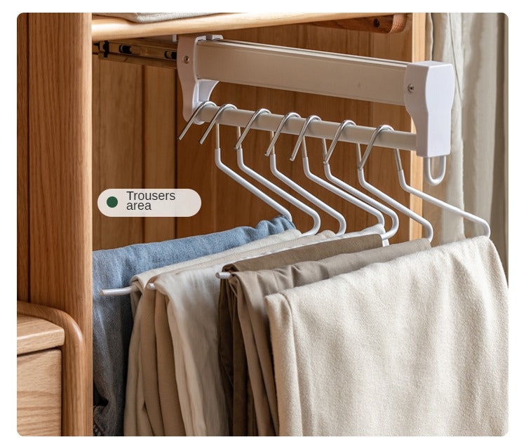Solid RubberWood, Oak Solid Wood Wardrobe Thin Cloth Curtain.