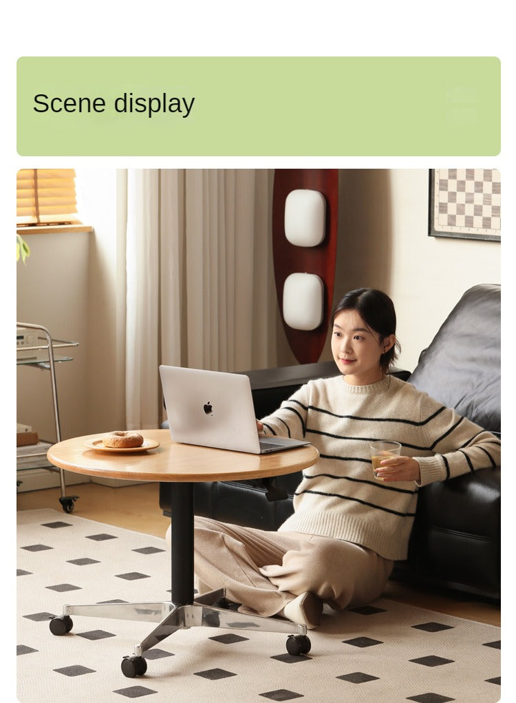 Black Walnut, Oak, Cherry Solid Wood Lifting Movable Side Table