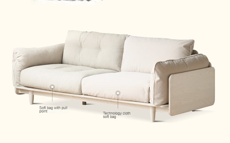 Oak Solid Wood Cream Style Sofa.