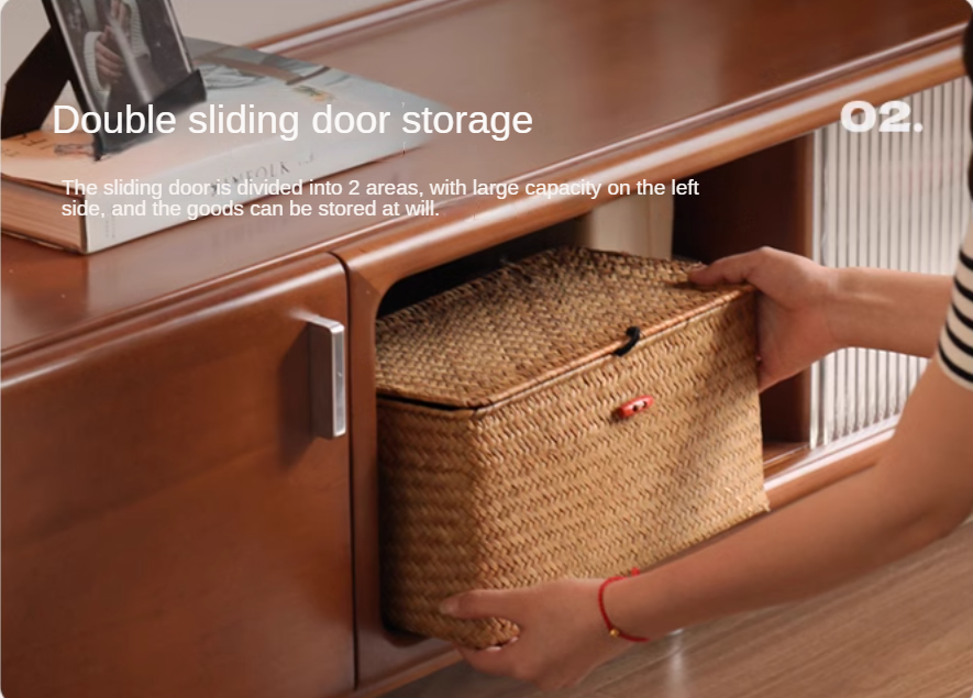 Poplar Solid Wood Retro High Locker TV Cabinet.