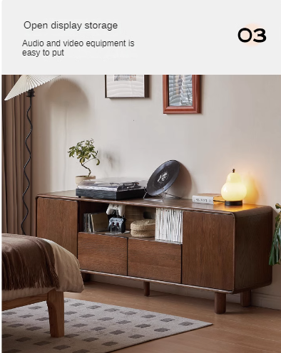 Oak Solid Wood Storage Floor TV Cabinet.