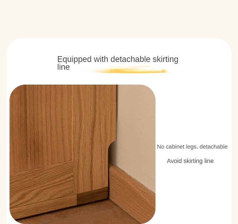 Oak Solid Wood Children's Wardrobe Combination Storage Cabinet