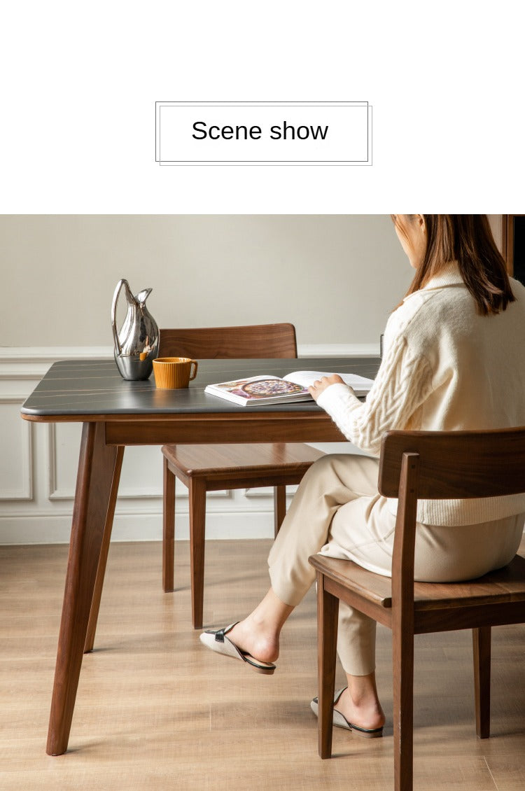 Ash, Black Walnut, Sandalwood Solid Wood Rock Plate Nordic Dining Table