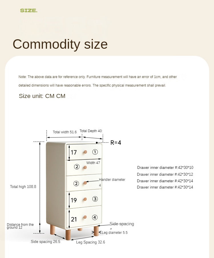 Solid Rubberwood Cream Style Chest of Drawers