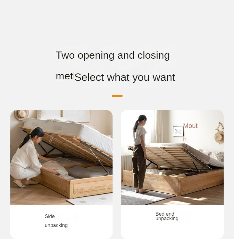 Oak solid wood platform bed, headboard-free Box bed