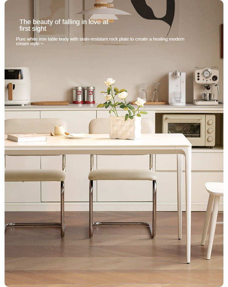 Rock Slab Dining Table Iron-cream