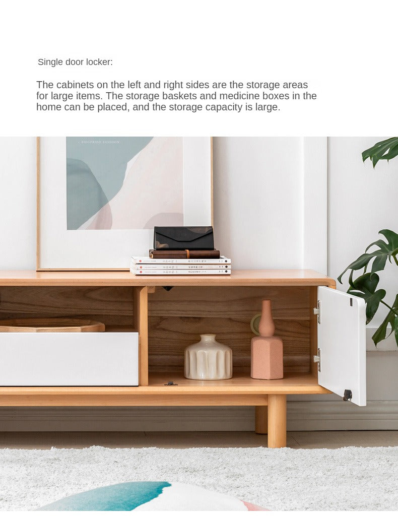 Oak Solid Wood TV Cabinet with Storage.
