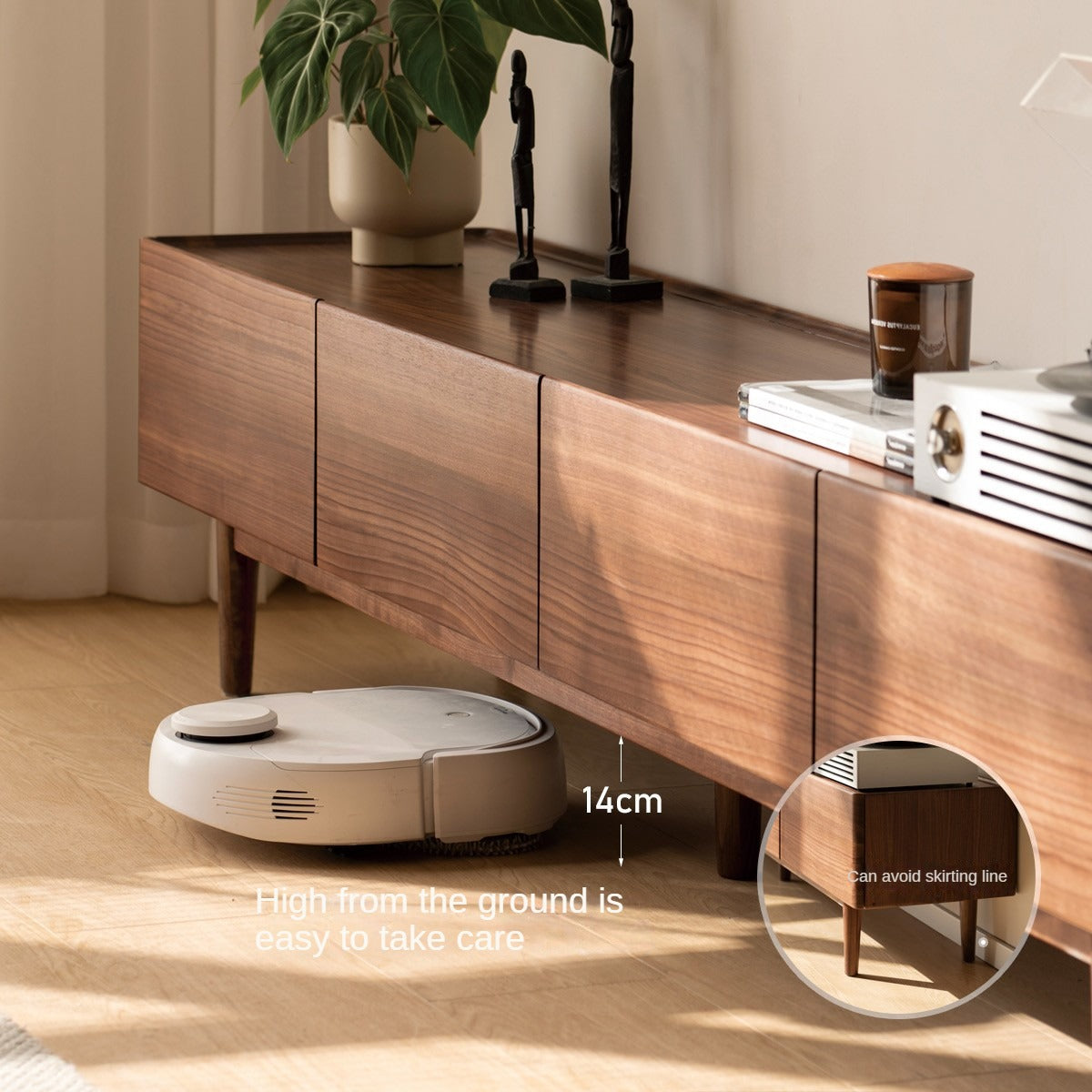 Black Walnut Solid Wood TV Cabinet, Modern and Minimalist-