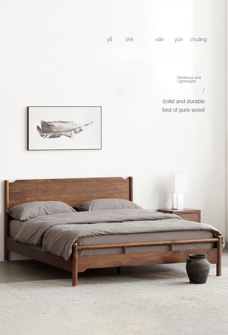 Black Walnut, Ash Solid Wood Bed