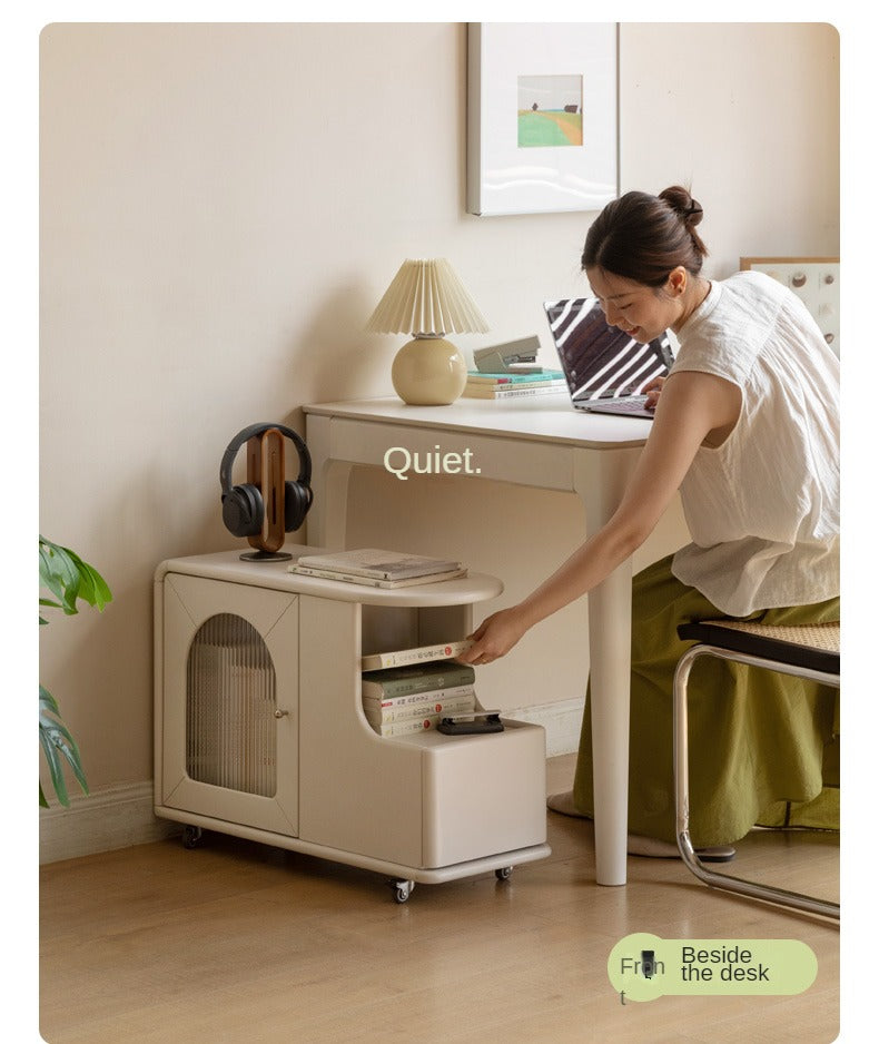 Poplar Solid Wood Edge Side Table French Cream Style