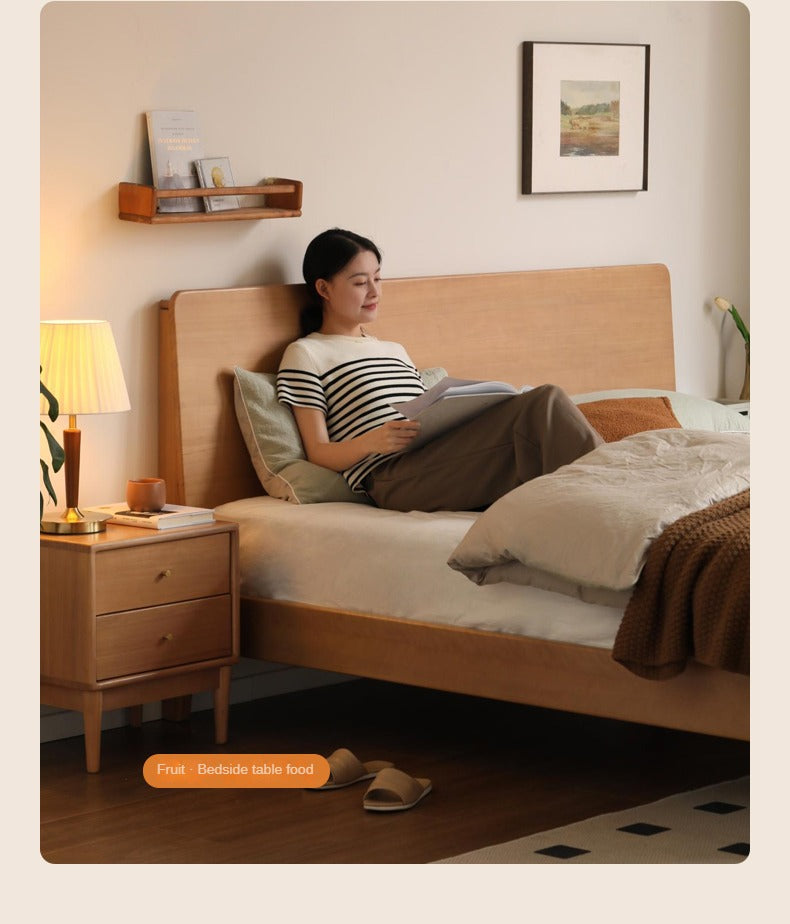 Poplar Solid Wood Modern Large headboard Bed