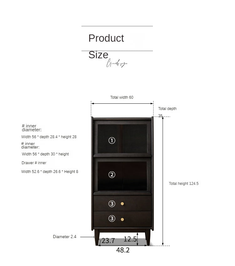 Oak, Ash Solid Wood Side Cabinet LED Lights Smoked.