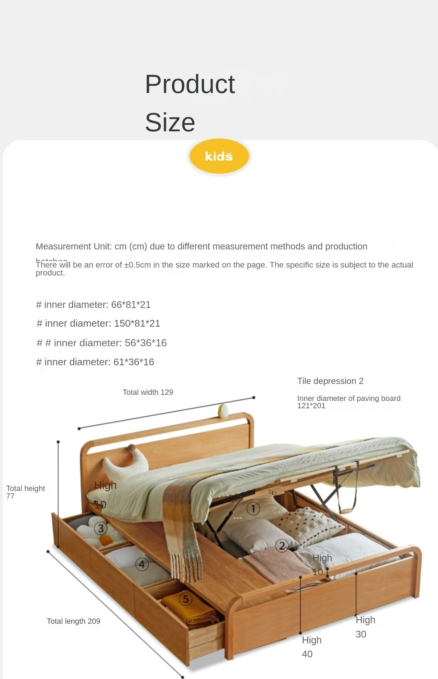 Beech solid wood Multi-functional with storage box bed<
