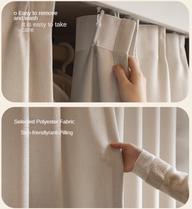 Poplar Solid Wood White Cream Walk-in Curtain Wardrobe.
