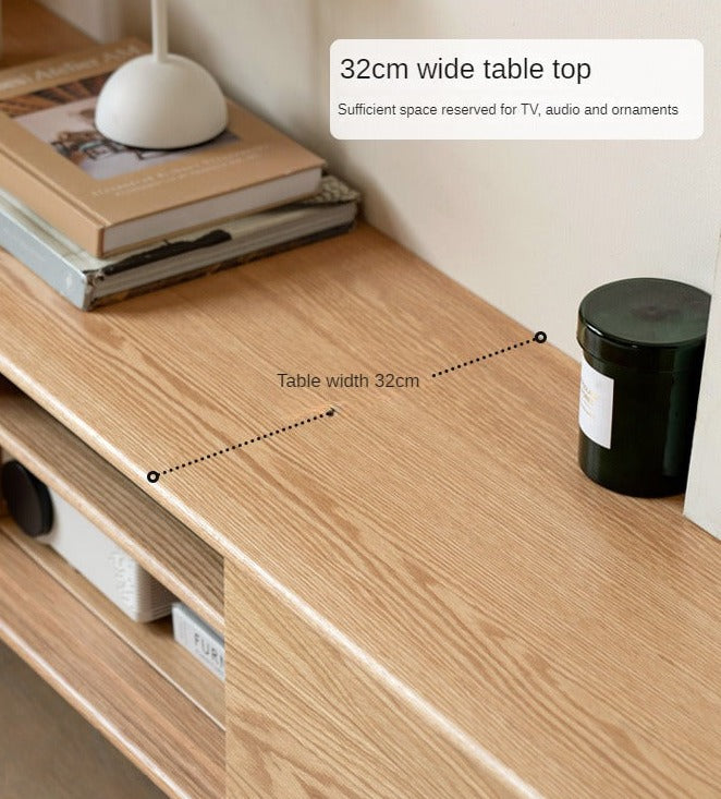 Oak Solid Wood TV Stand Sliding Doors: