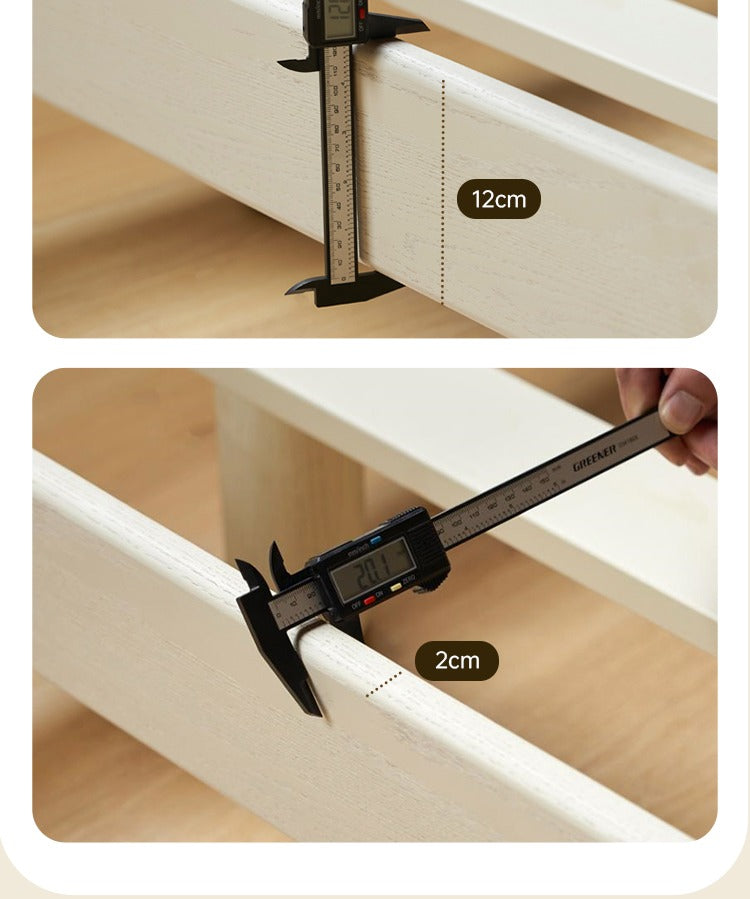 Oak Solid Wood Bed Cream Suspension Bed Luminous