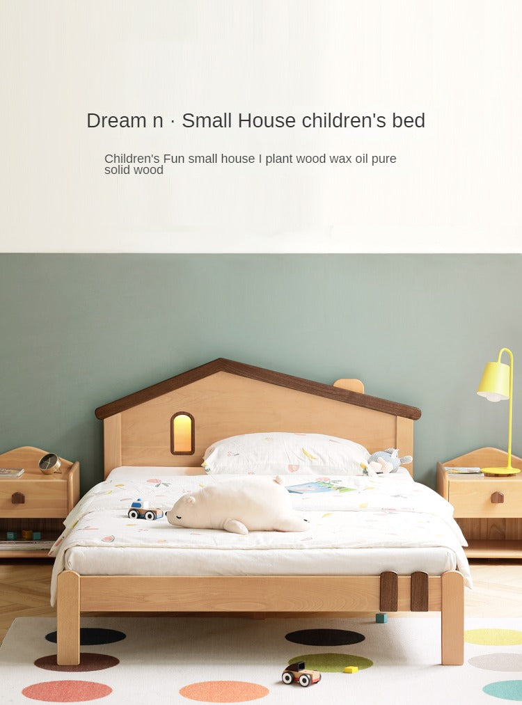 Beech, Poplar, Little House Kids Bed with 15min Delay Turning Off the Lights<