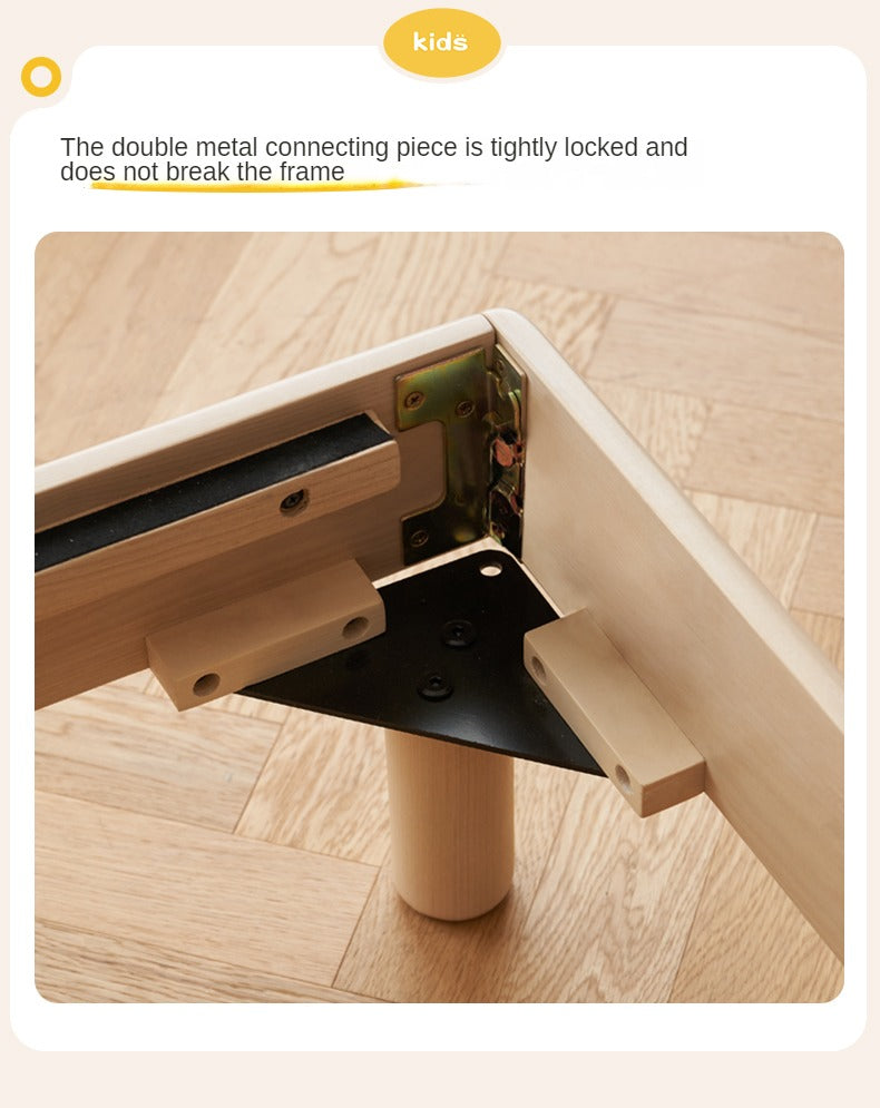 Rubberwood Solid Wood Mother-and-child platform bed, headboard-free bed