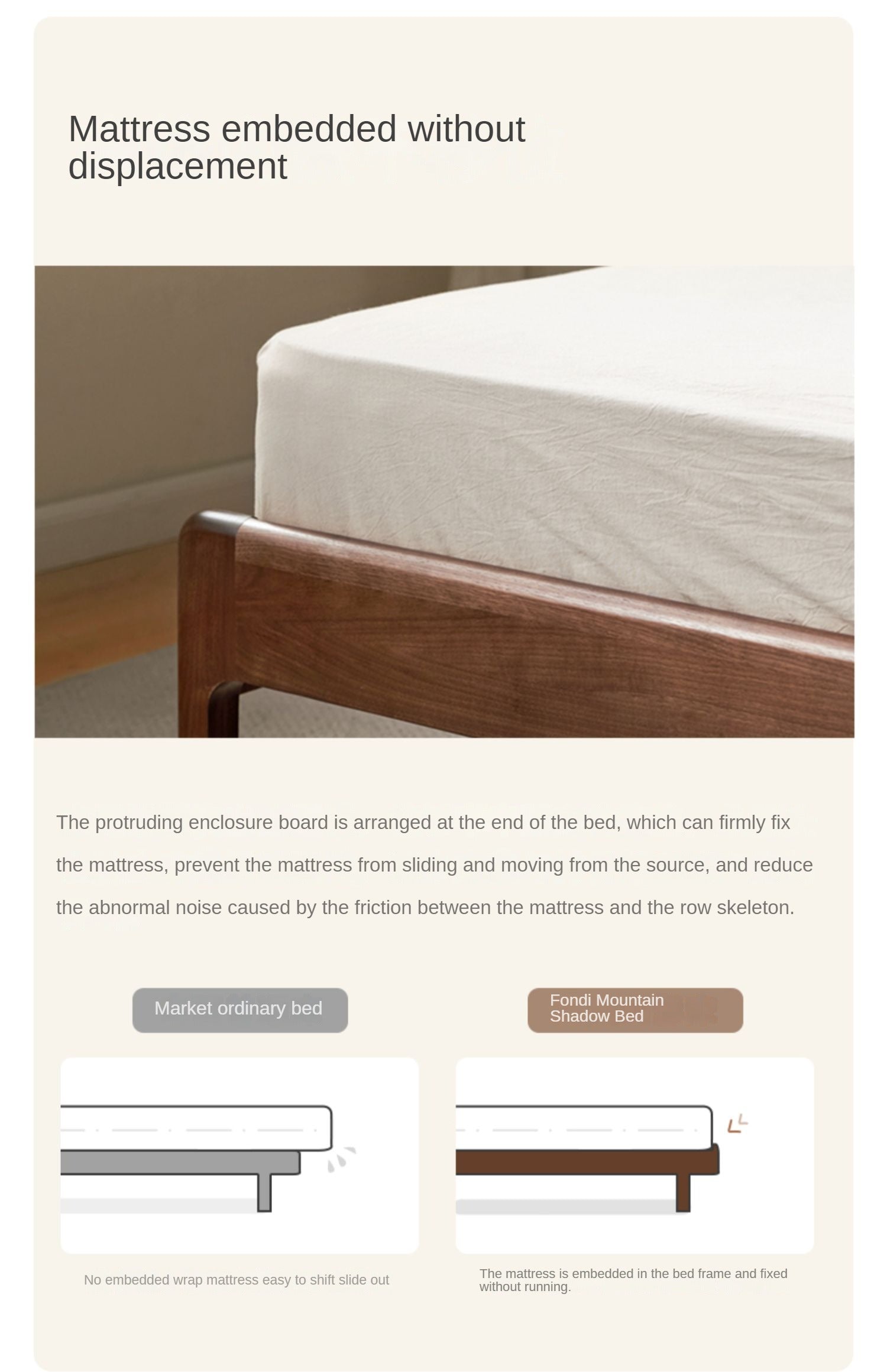 Black Walnut, Ash Solid Wood Bed