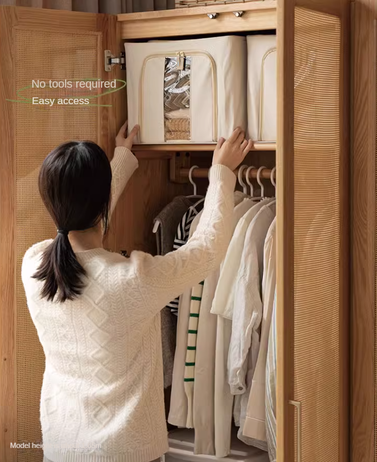 Oak Solid Wood Free Combination Wardrobe Rattan Door.