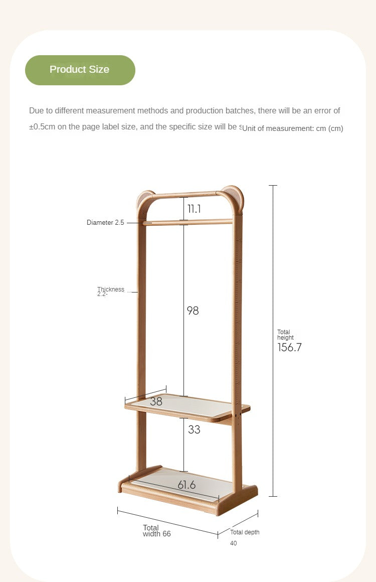 Beech Solid Wood Kids Coat Rack Floor Hanger