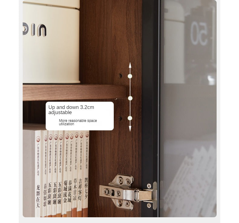 Solid Rubberwood, Oak Solid Wood Bookcase Modern With Glass Door