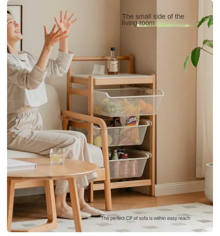 Oak, Beech Solid Wood Mobile Slate Trolley Storage