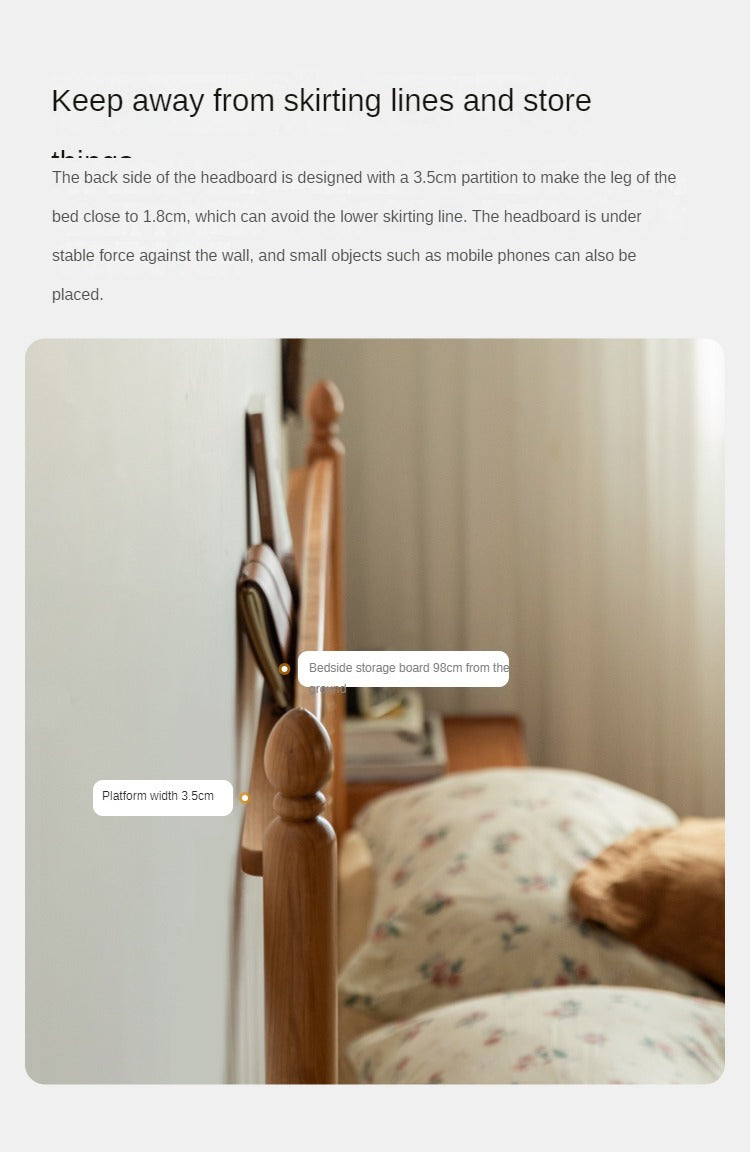 Cherry Wood Solid Wood Bed ,Retro Style, Princess Bed
