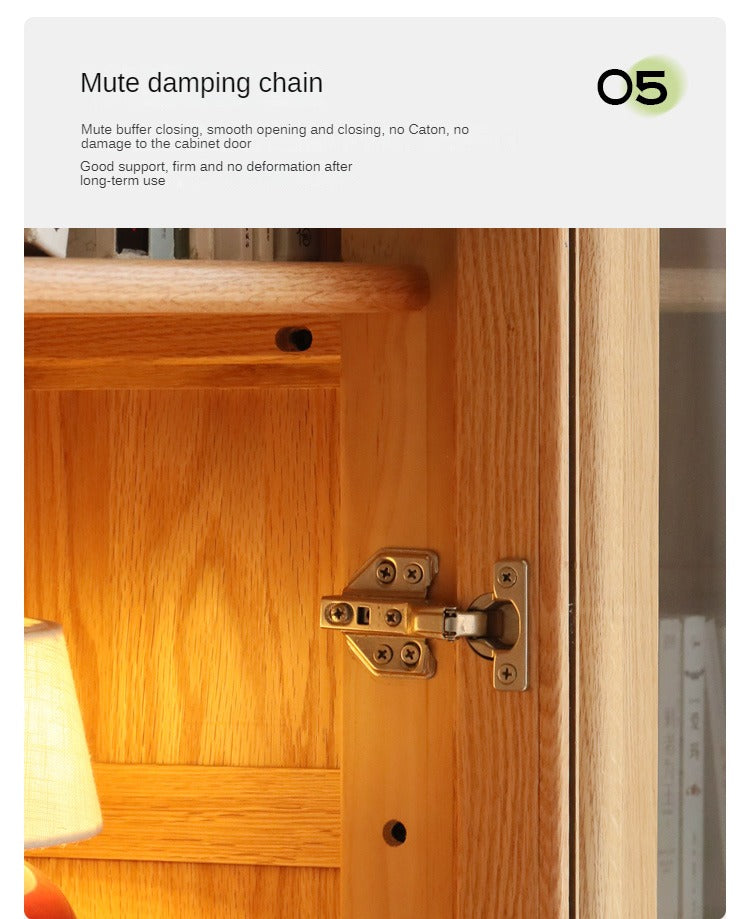 Oak Solid Wood Modern Glass Door Bookcase