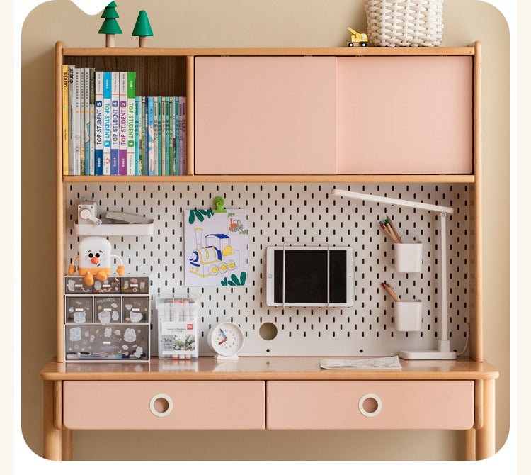 Beech, Oak, Poplar Solid Wood Study Desk with Shelf