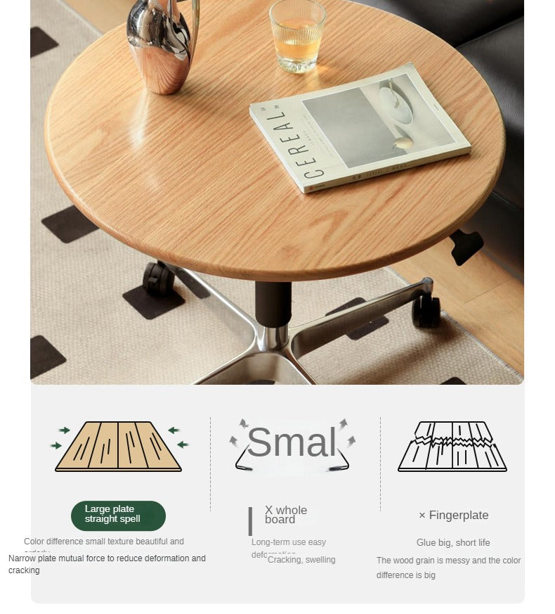 Black Walnut, Oak, Cherry, Poplar Solid Wood Lifting Movable Side Table