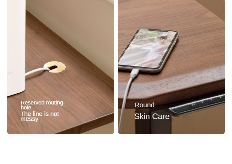 Ash, Sandalwood, Black Walnut Solid Wood Electric Elevating Office Desk