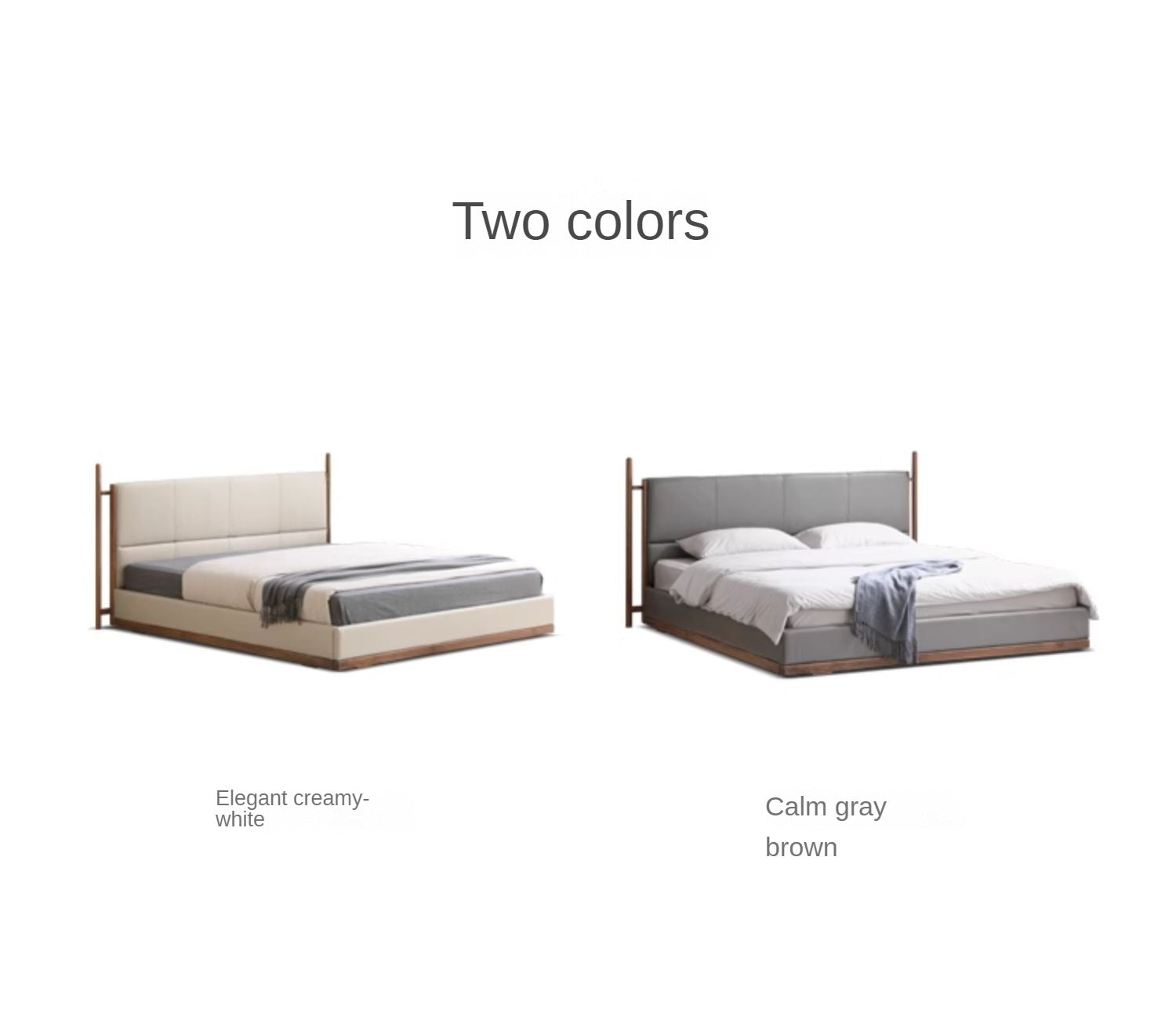 North American Black Walnut Bed Modern Light Luxury Top Layer Cowhide Soft Bed