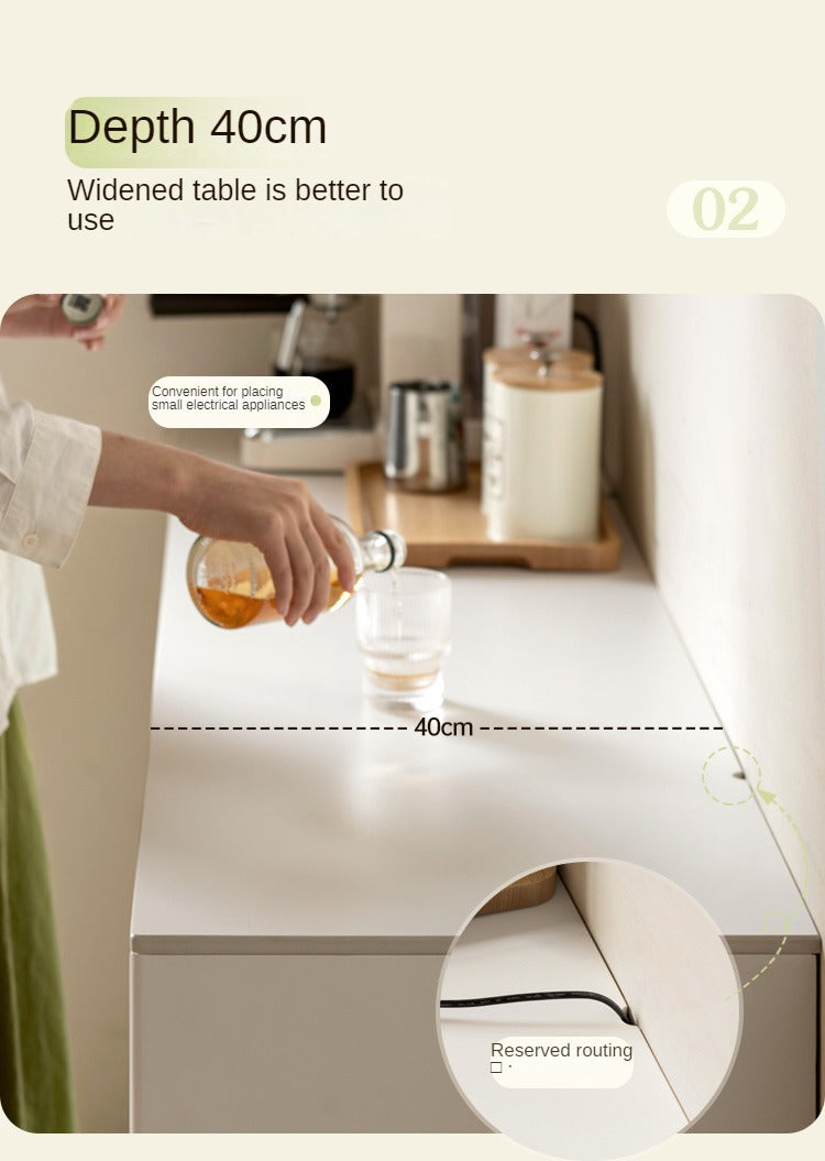 Solid Rubberwood Sideboard, Buffet Cabinet