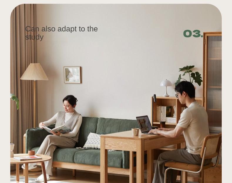 Oak, Beech Solid Wood Modern Simple Fabric Straight Sofa