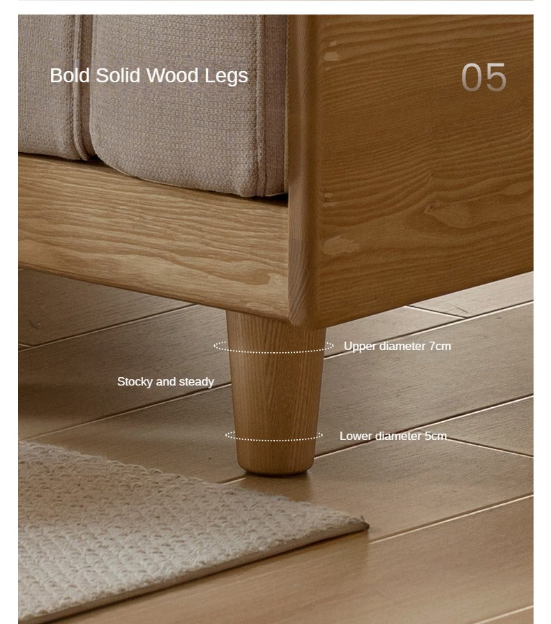 Ash Solid Wood Straight Sofa Modern.